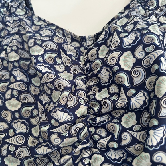 NWOT Island Pearls Women’s 12 Blue Seashell One Piece Ruched Front Bathing Suit. - Picture 13 of 16